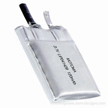 Lithium Polymer Battery with Power Ratings of 3.7V and 120mAh for Bluetooth and MP3